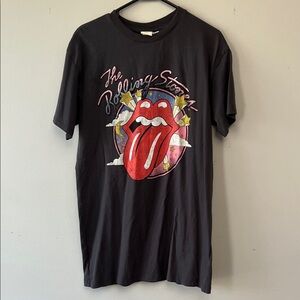 The Rolling Stones Black/dark grey Graphic Tee dress with Iconic Red Tongue